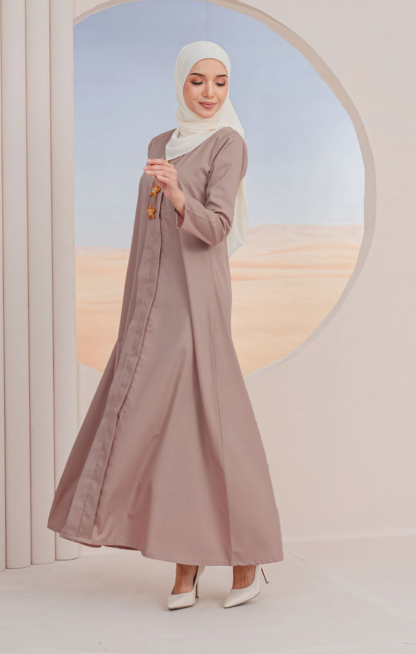 Rubi Jubah Kebarung Klasik | Light Coffee